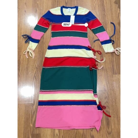 Rosie Assoulin Bow-Detailed Striped Wool Midi Fitted Dress XS Multicolor Runway - Picture 7 of 16